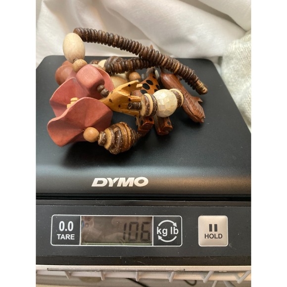 Chunky Wooden Beaded Necklace Carved Animal Pendants Boho Safari Folk Art Ethnic - Picture 13 of 13